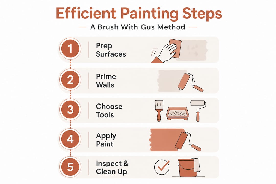 Vertical flow infographic of efficient painting steps