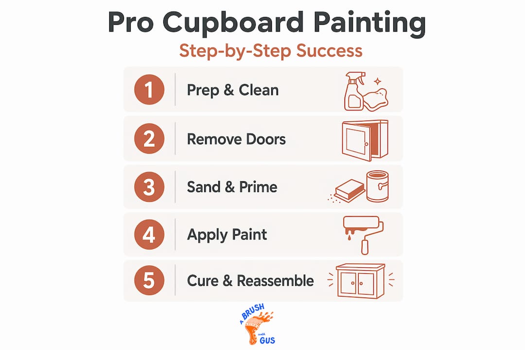 Infographic showing professional cupboard painting steps