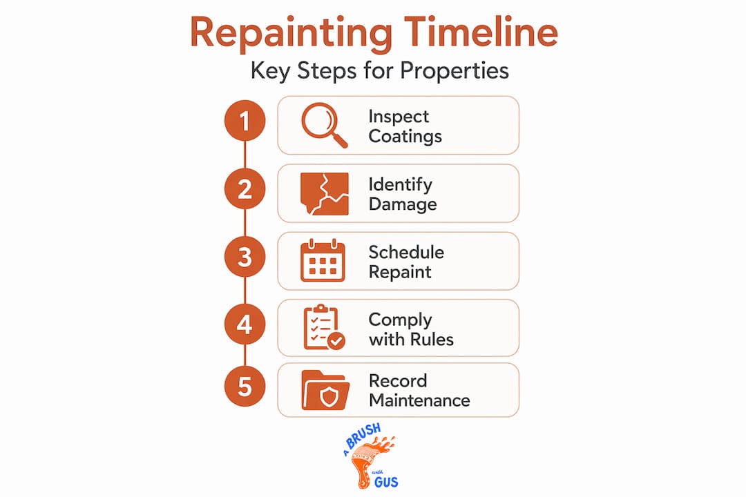 Infographic showing steps for commercial repaint timing