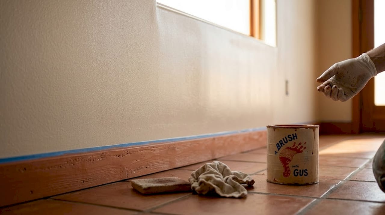 Even spray finish on painted wall close-up