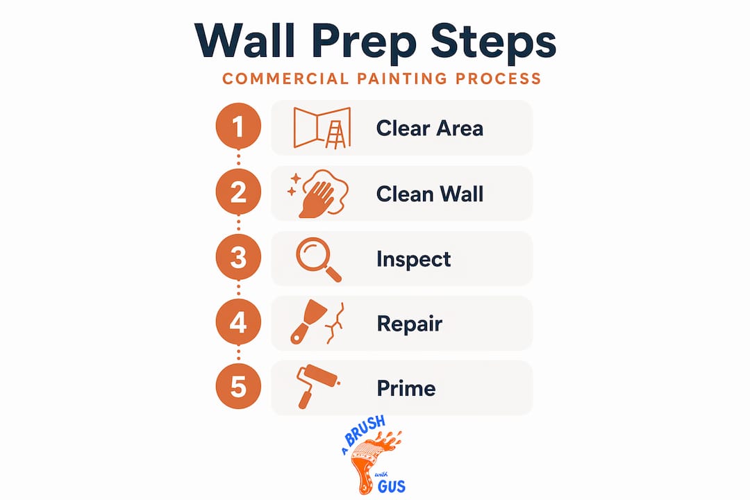 Infographic with five vertical wall prep steps