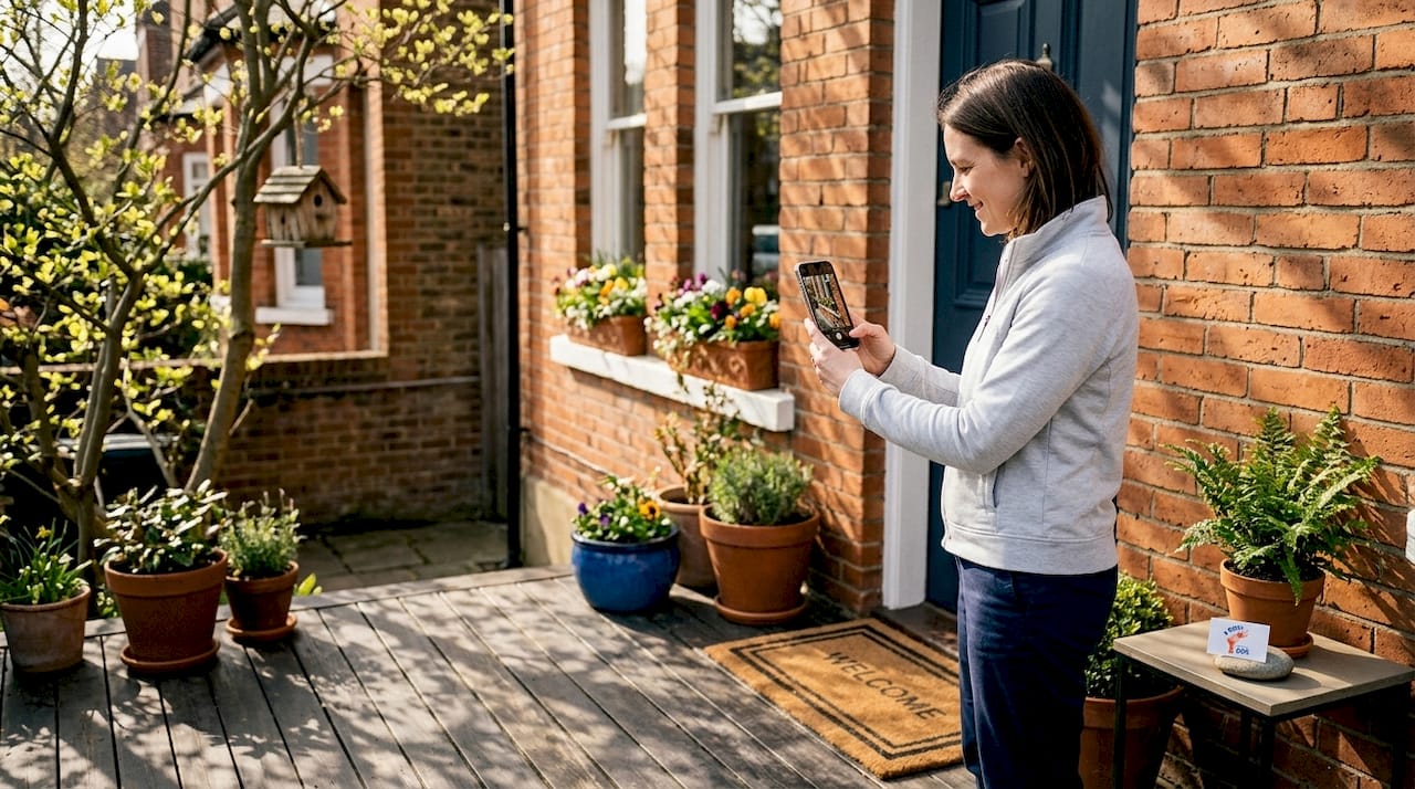 Homeowner photographs home exterior for records