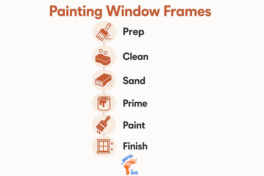 Infographic showing painting window frame steps