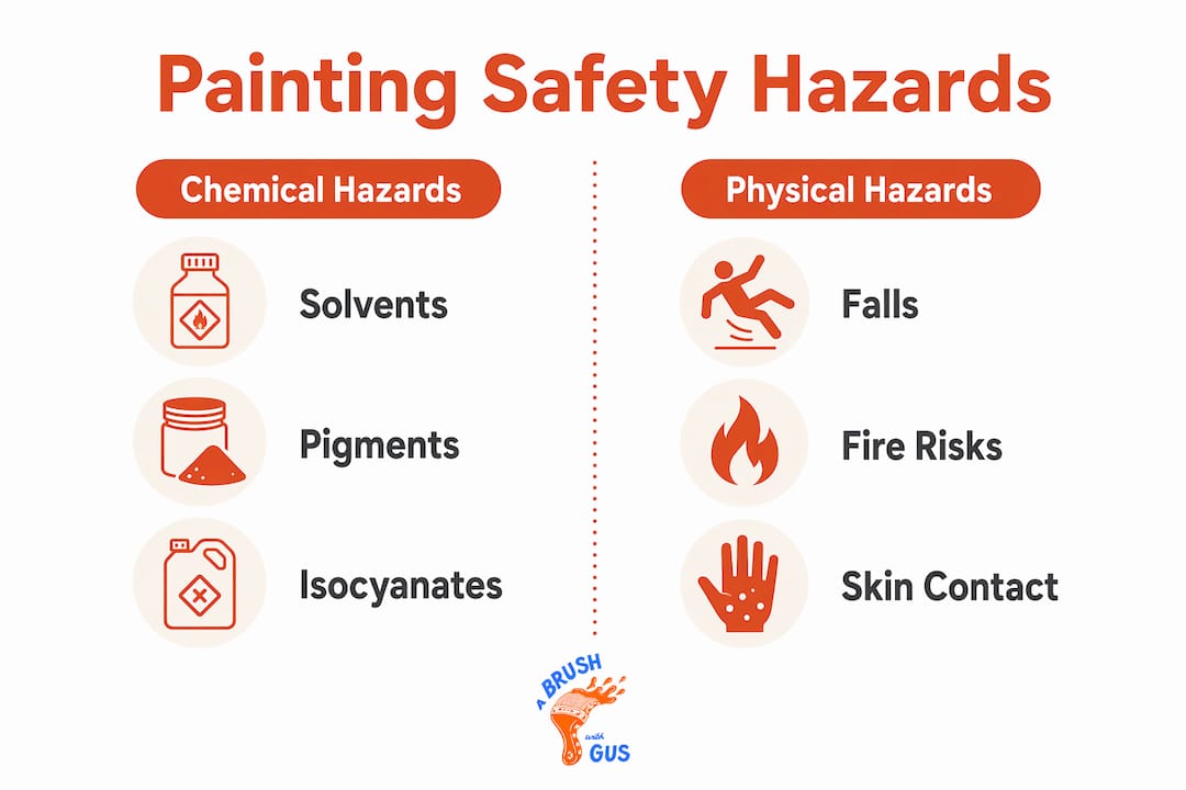 Infographic comparing chemical and physical painting hazards
