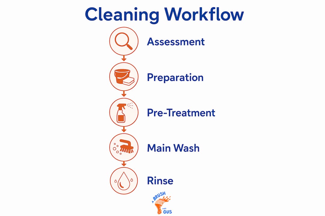 Infographic illustrating cleaning workflow steps
