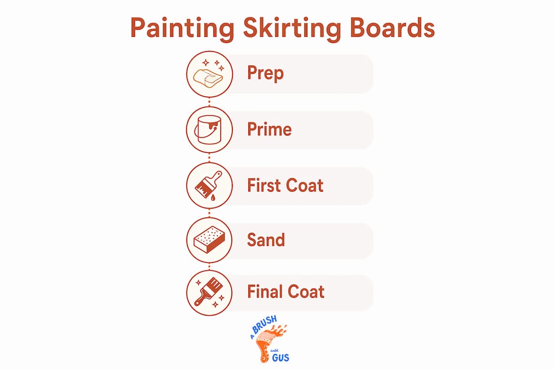 Infographic showing painting skirting boards steps