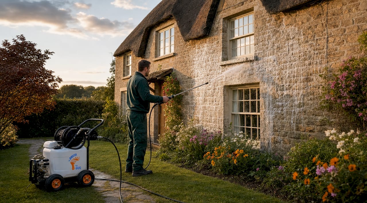 Professional soft washing house exterior