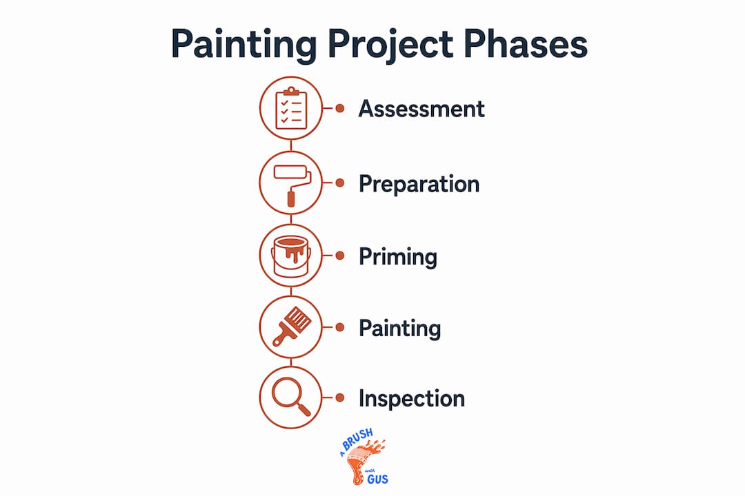 Infographic outlining five painting project phases