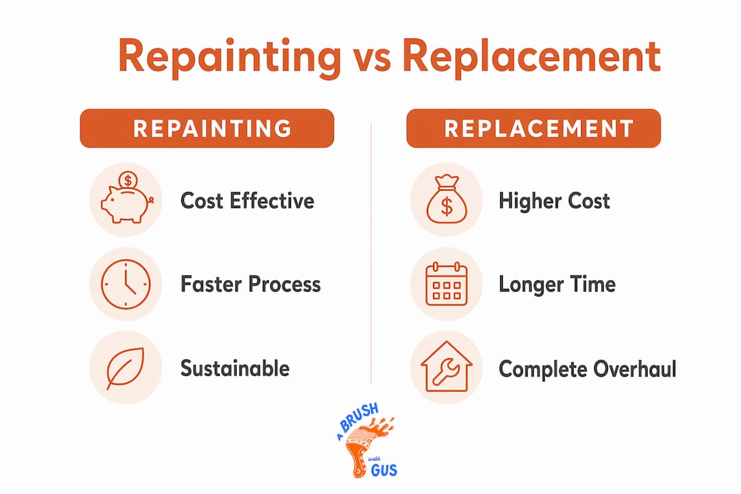 Infographic comparing repainting and replacement benefits
