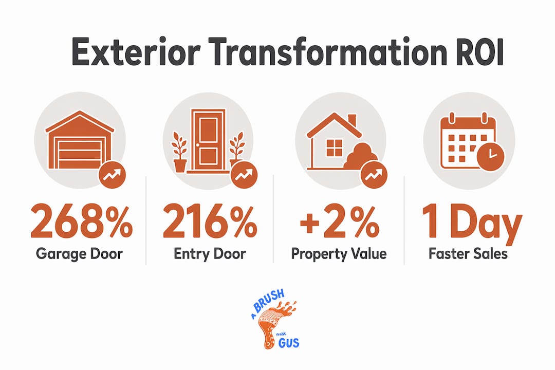 Infographic highlighting exterior transformation ROI statistics