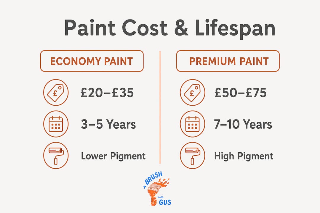 Comparison infographic of premium and economy paint