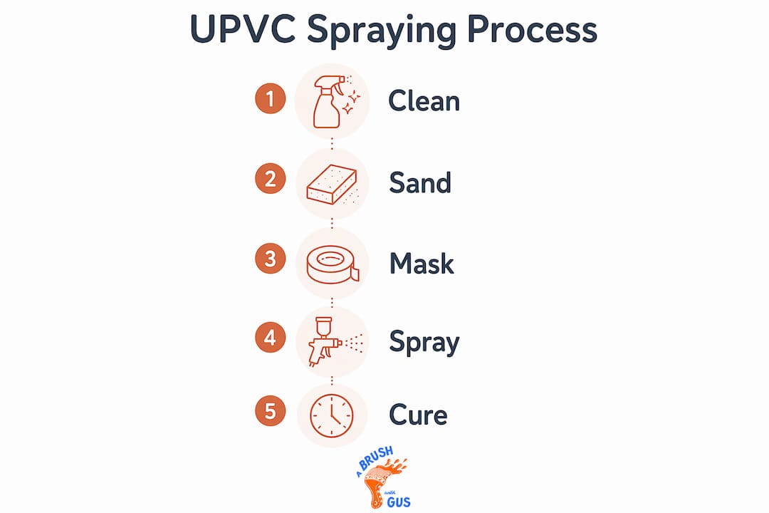 Infographic illustrating UPVC spraying process steps