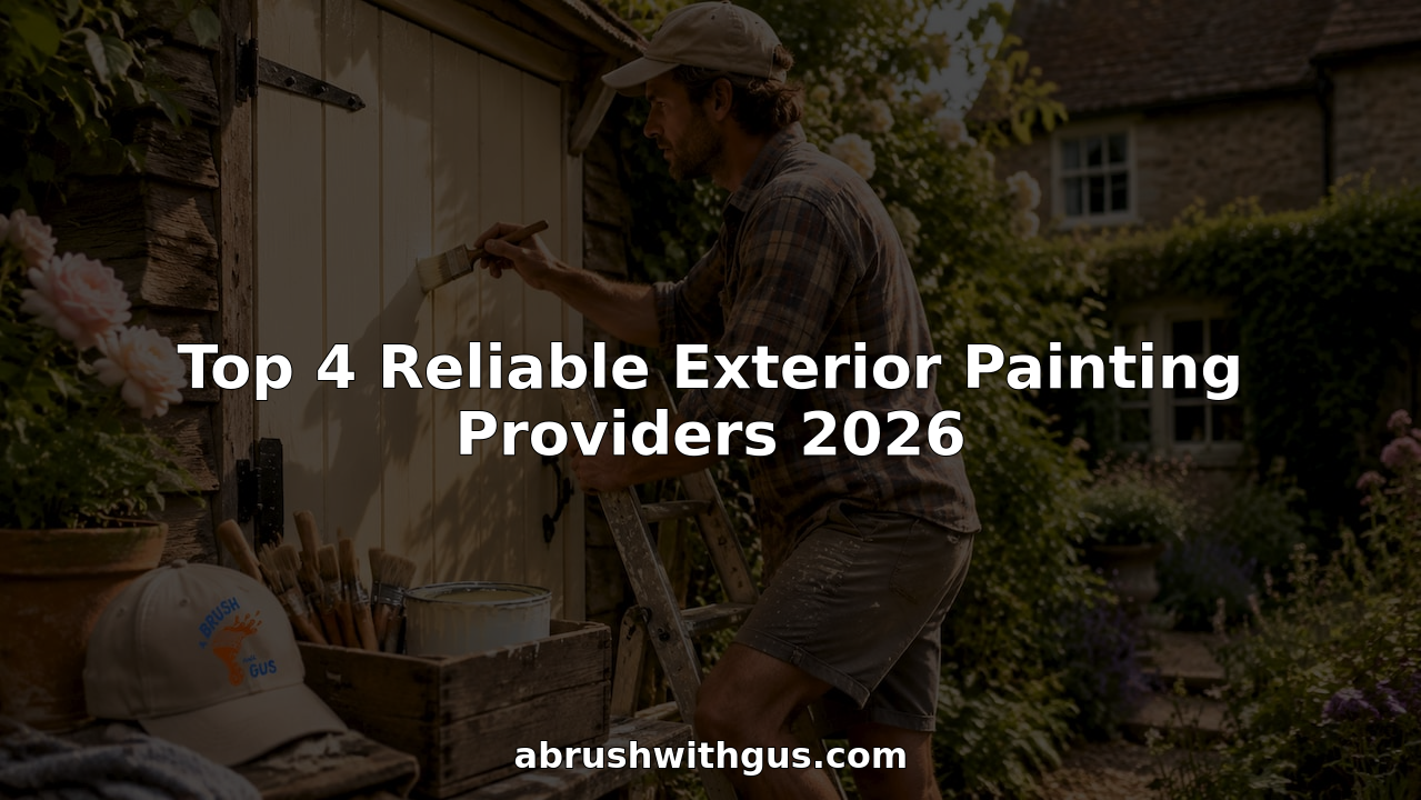 Painter applying exterior paint to cottage window frames