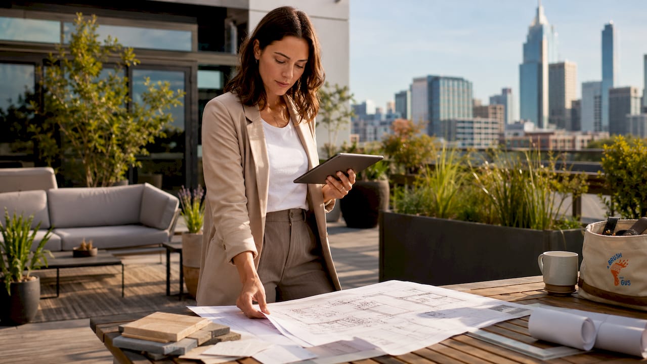 Designer assessing commercial property interior