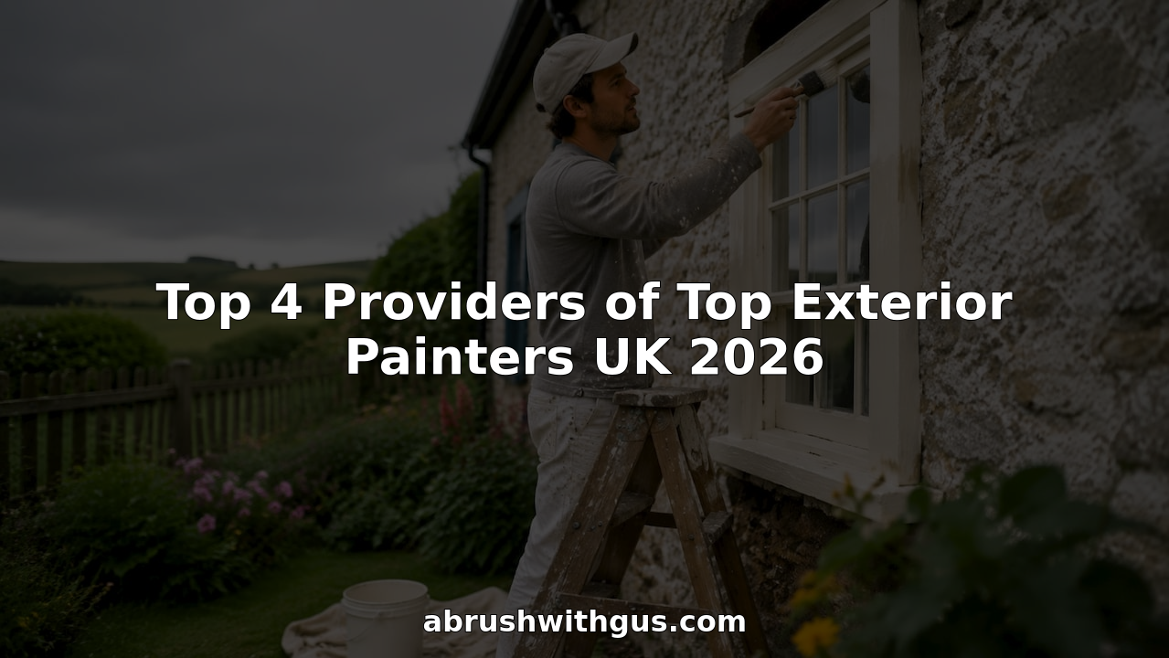 Painter applying cream exterior paint on house trim
