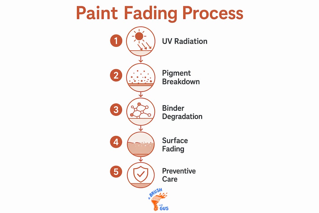 Infographic depicting paint fading process and prevention steps