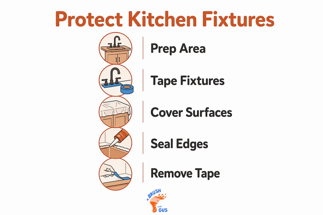 Infographic illustrating steps to protect kitchen fixtures