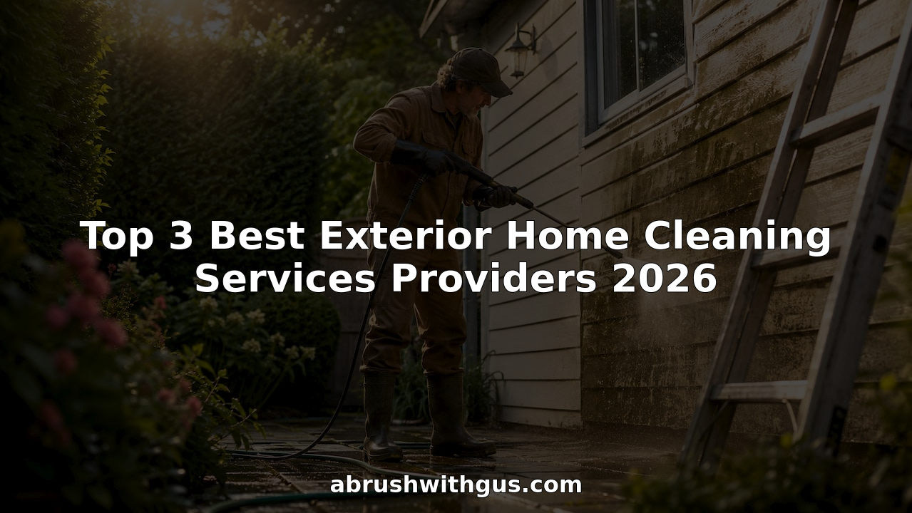 Professional cleaning house exterior with pressure washer