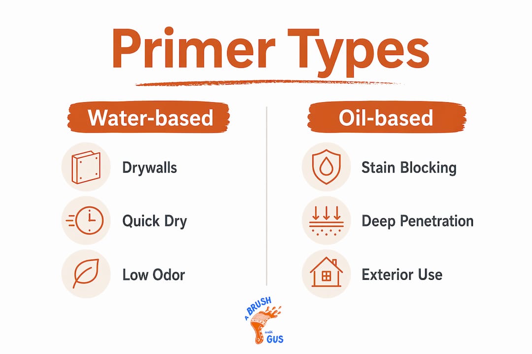 Infographic comparing water-based and oil-based primers