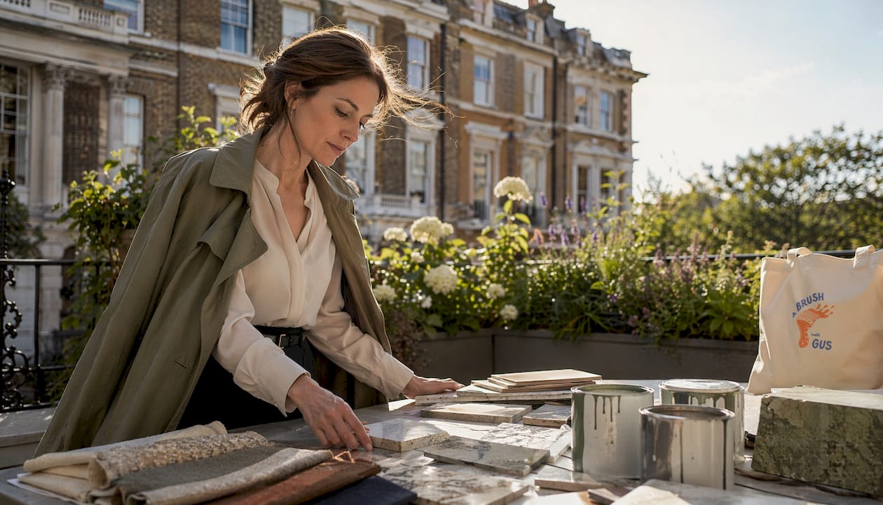 Interior designer comparing luxury finish samples