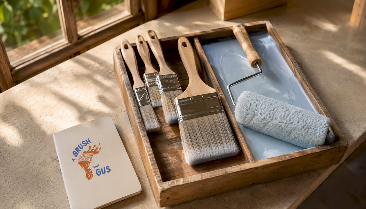 Professional brushes and rollers close-up