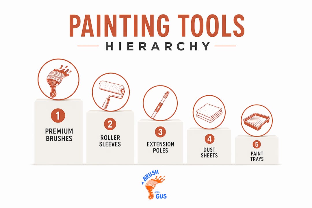Infographic showing ranked painting tools importance
