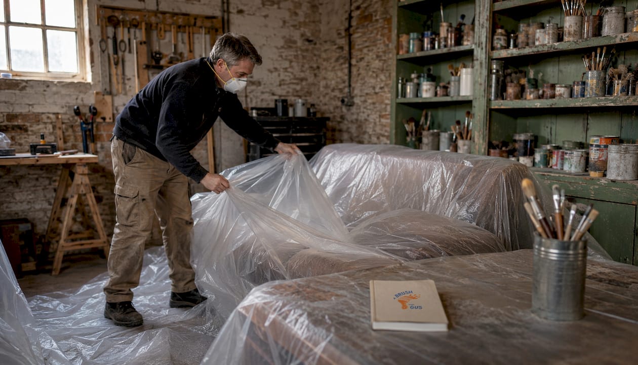 Homeowner preparing room for safe paint removal