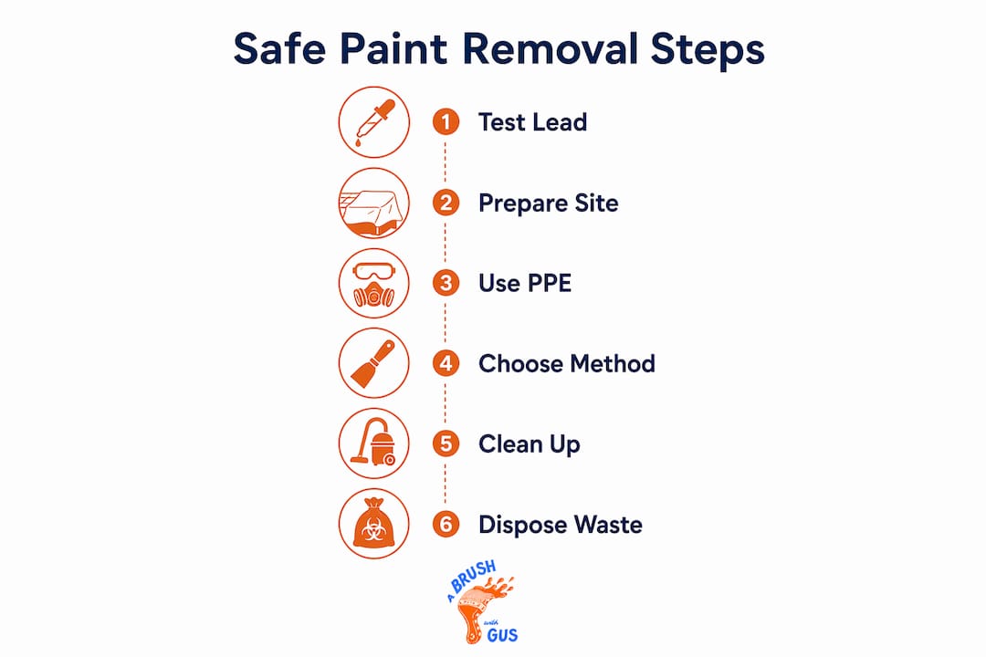 Infographic outlining steps for safe paint removal