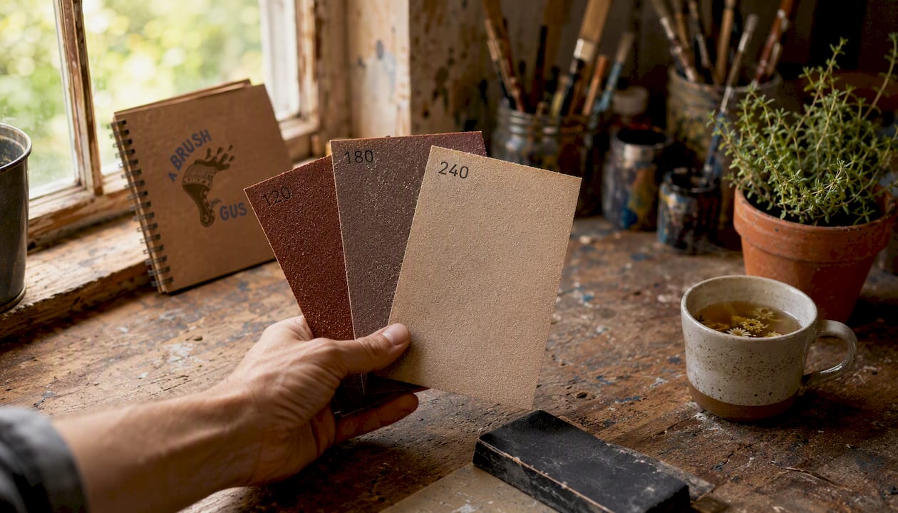 Close-up of sandpaper grits for wall sanding