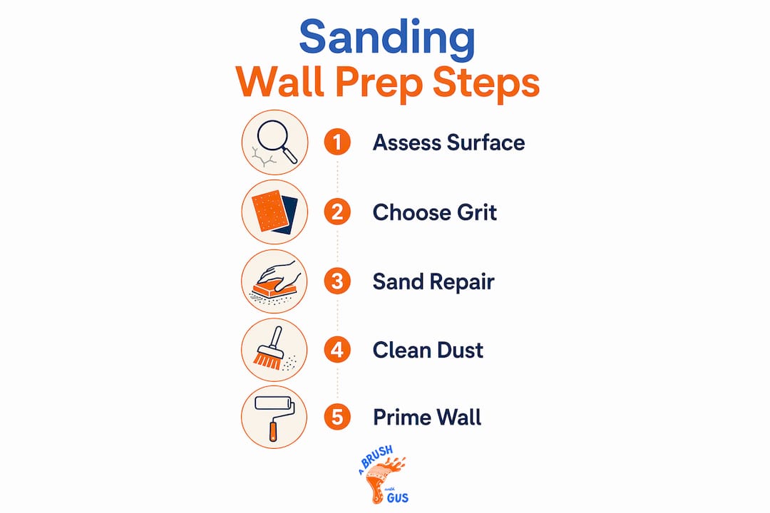 Infographic showing sanding wall preparation steps