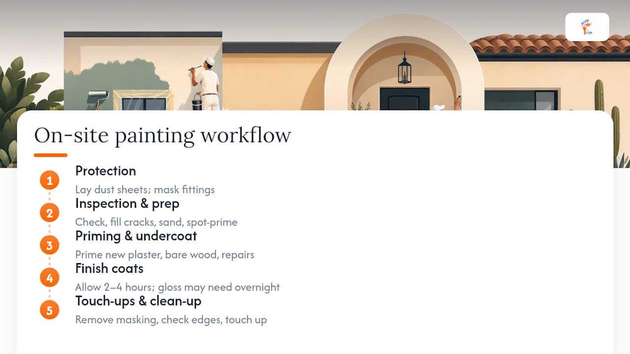 Step-by-step professional painting workflow diagram