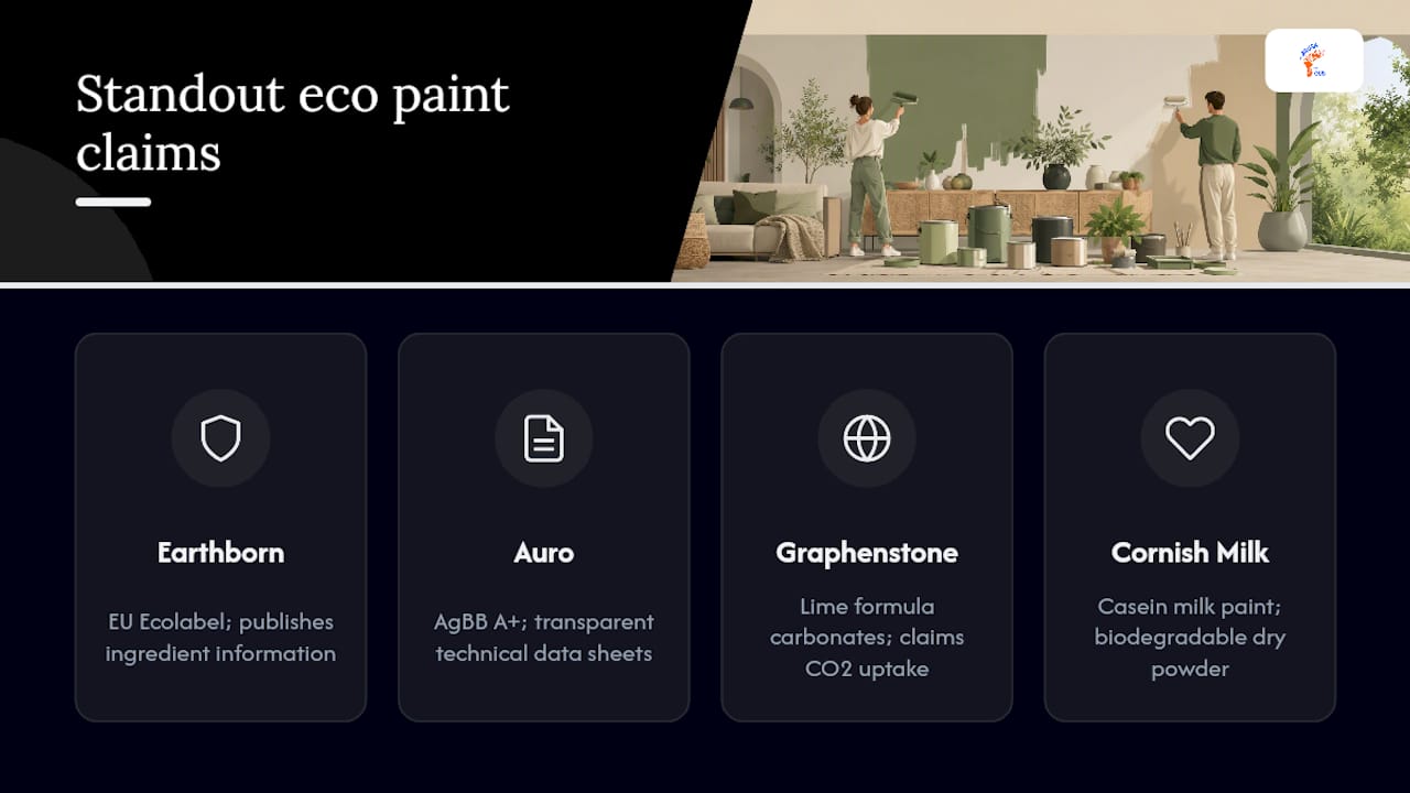 Comparison chart of UK eco paint brands and certifications