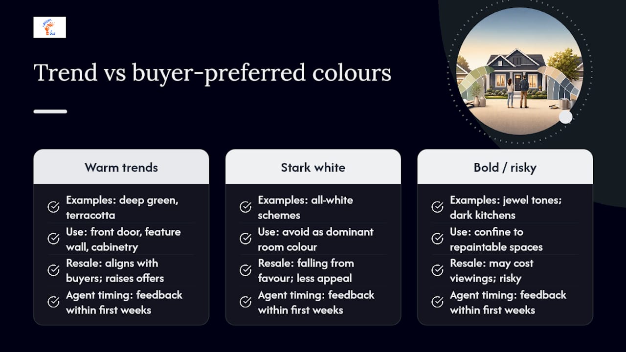 Diagram comparing paint colour trends and buyer preferences