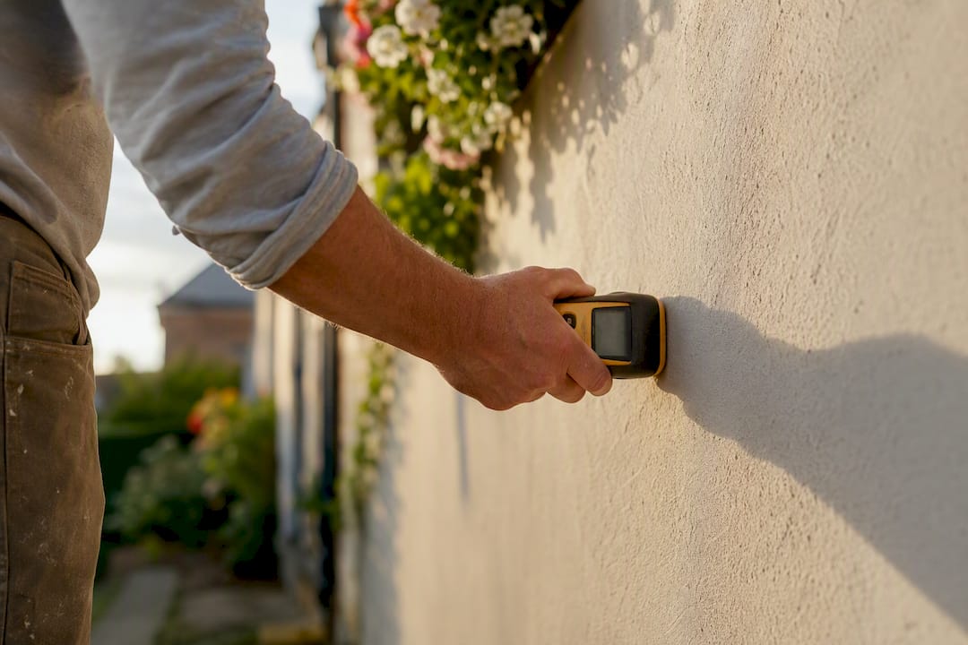 Hand checking moisture on fresh render