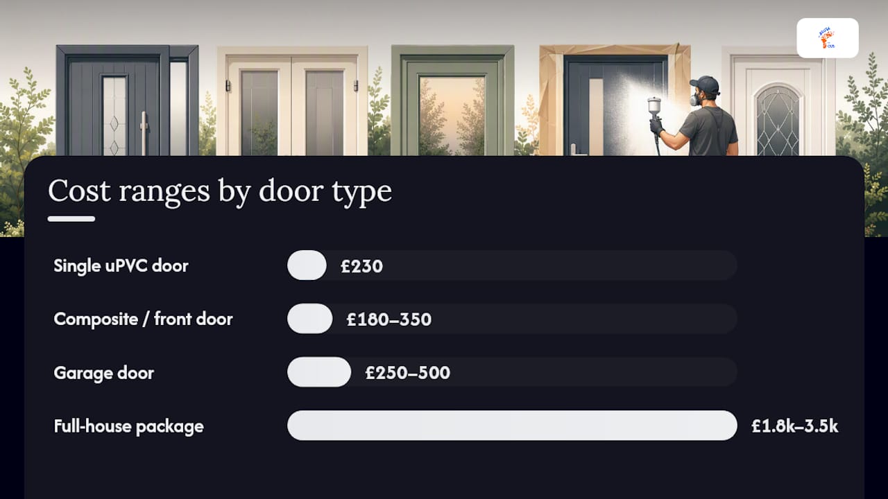 Cost comparison chart for uPVC door spraying types