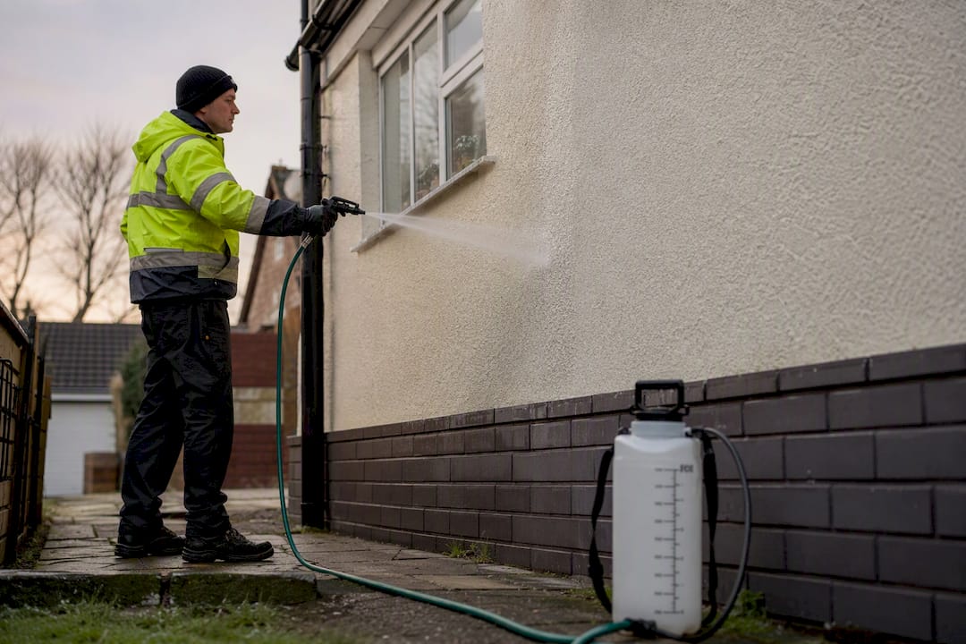 Professional soft washing K Rend facade