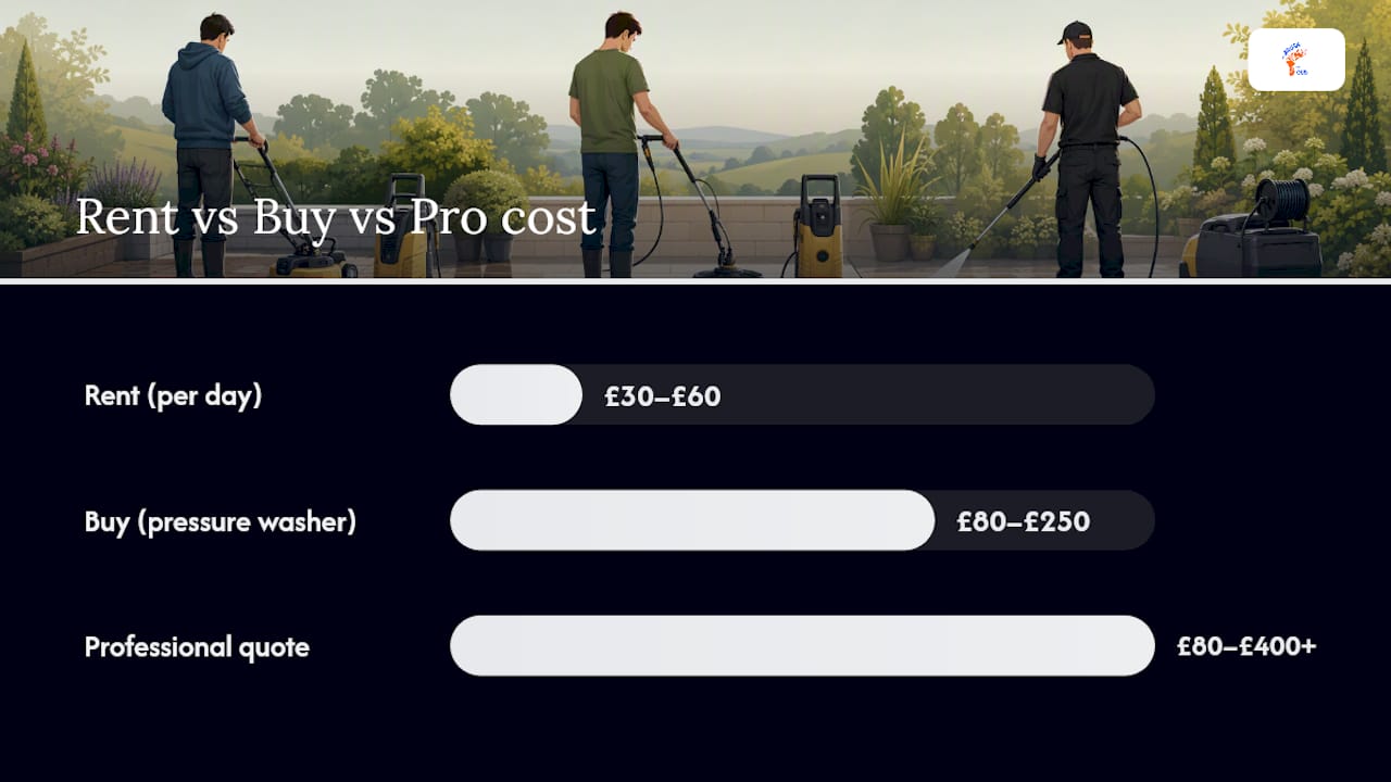 Is DIY patio cleaning cheaper than hiring a professional? — overview diagram