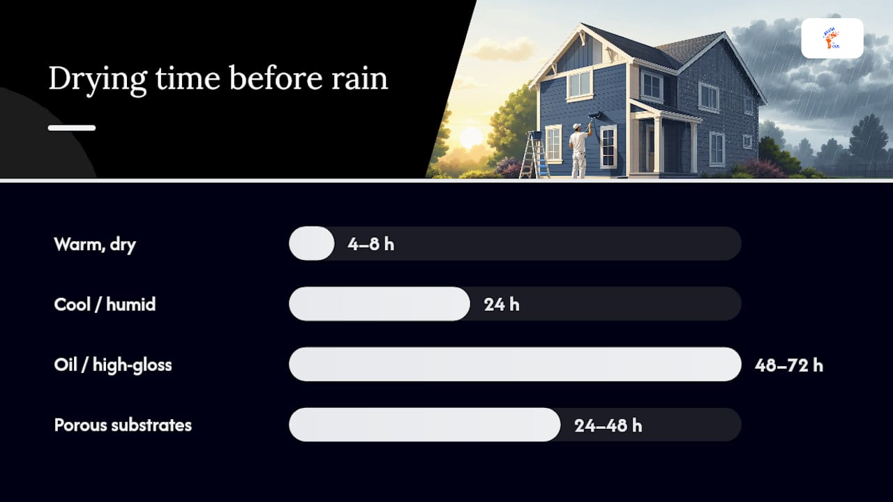 Diagram of exterior paint drying time and rain risk
