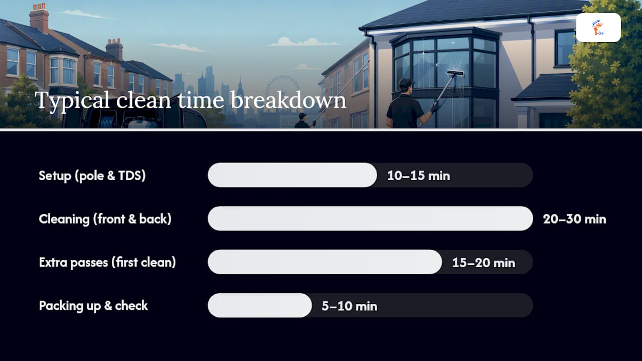 Time breakdown of window cleaning stages