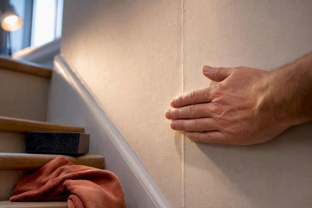 Hand checking a sanded wallpaper seam