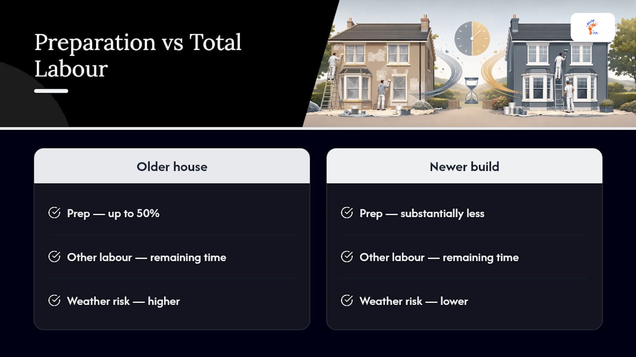 Older and newer home preparation time comparison