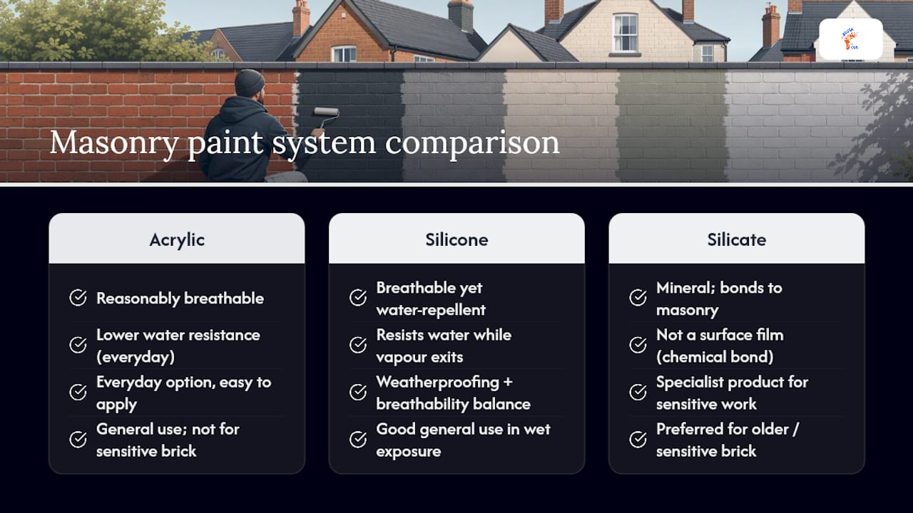 Comparison of three masonry paint systems
