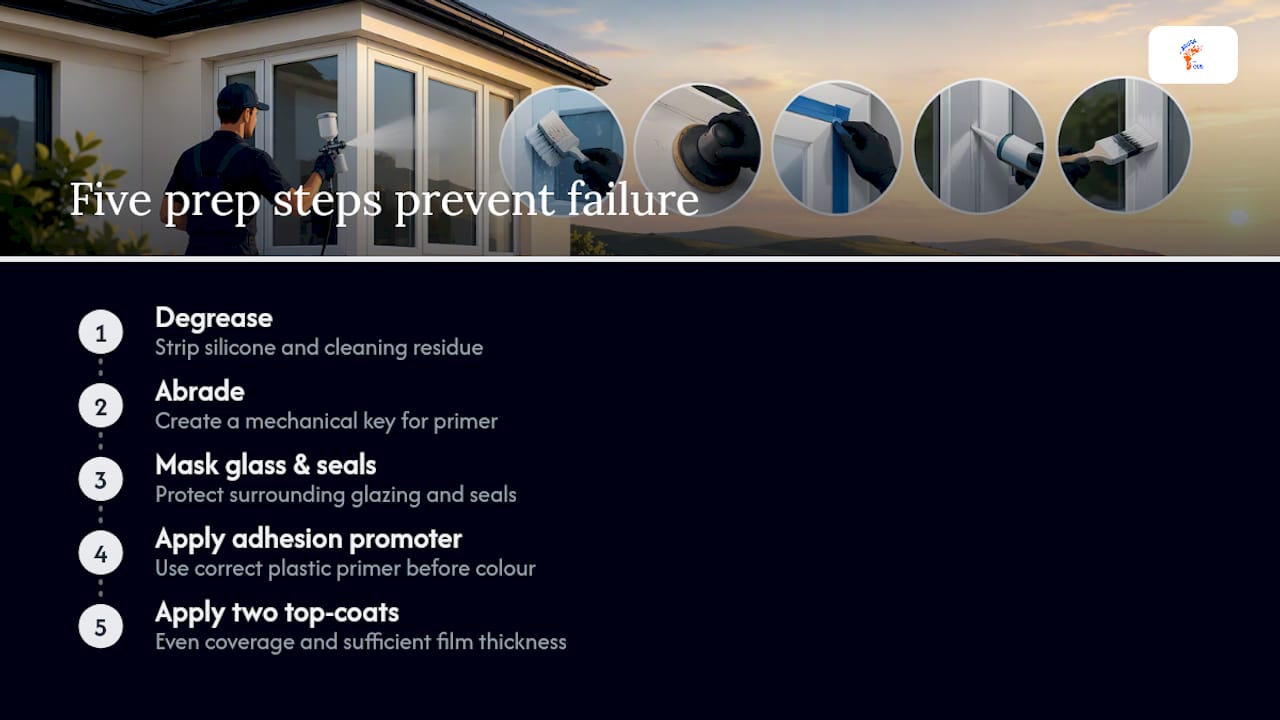 Five-step uPVC spraying preparation sequence