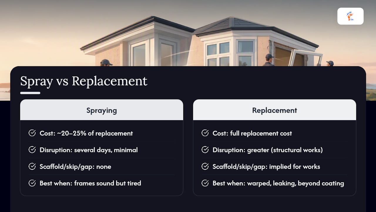 Is UPVC spraying worth it compared with replacement? — overview diagram