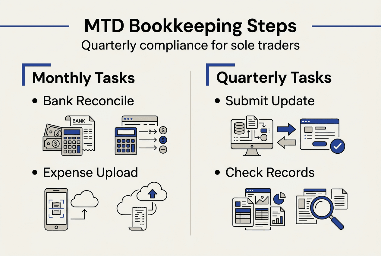 Infographic showing MTD bookkeeping tasks