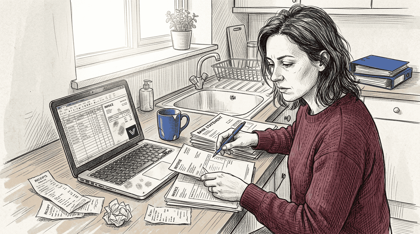 Organizing paper bank statements and receipts