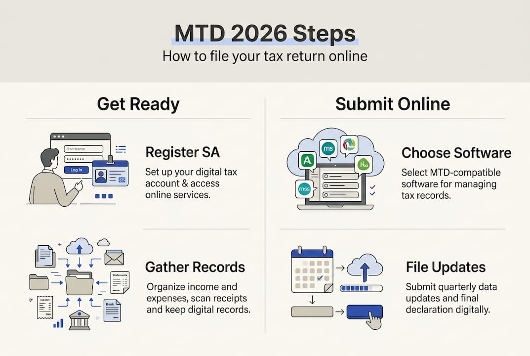 Infographic of digital tax return steps