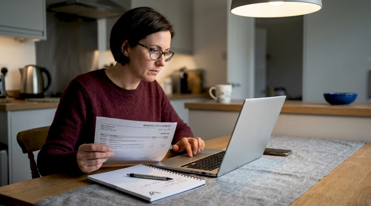 Woman updating digital accounting records