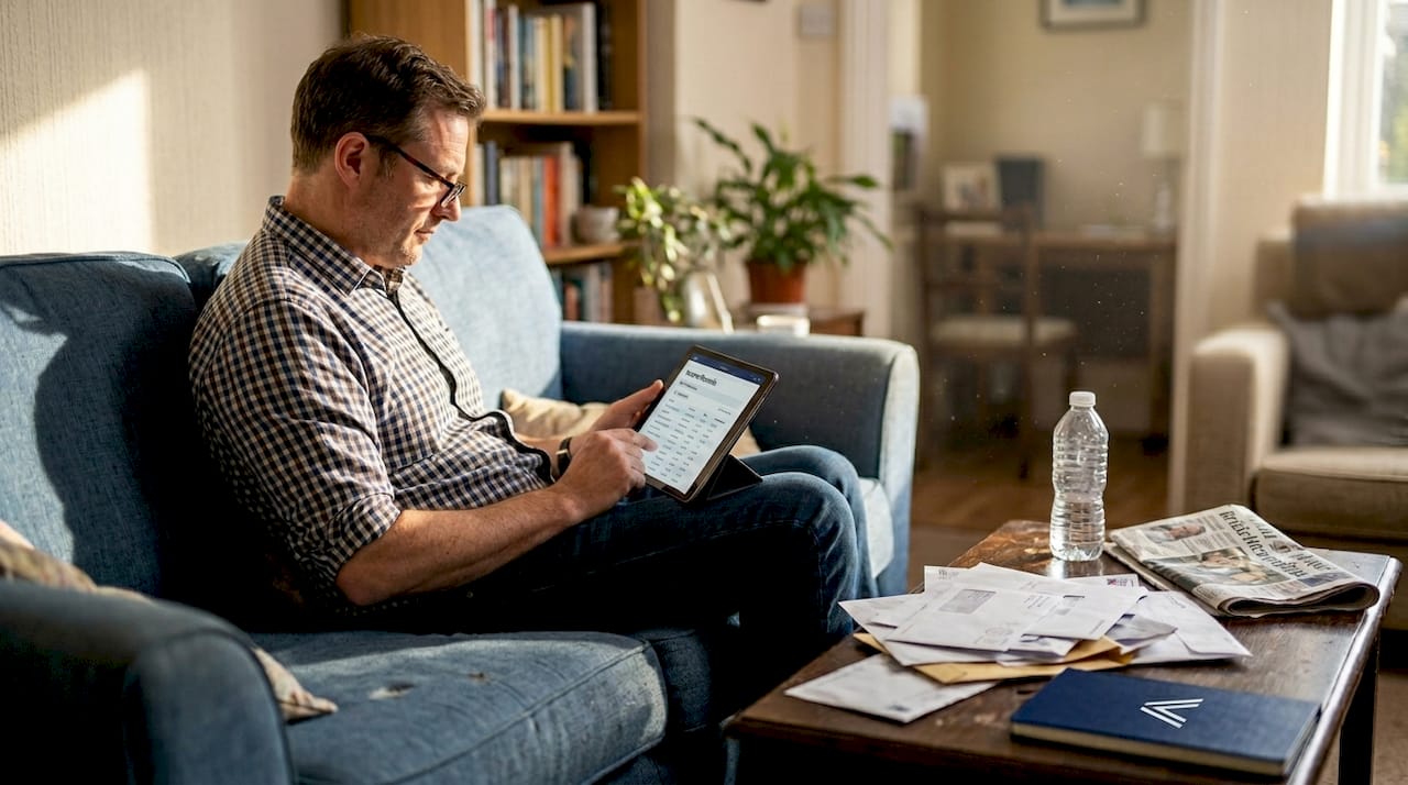 Landlord uses tablet for digital income records
