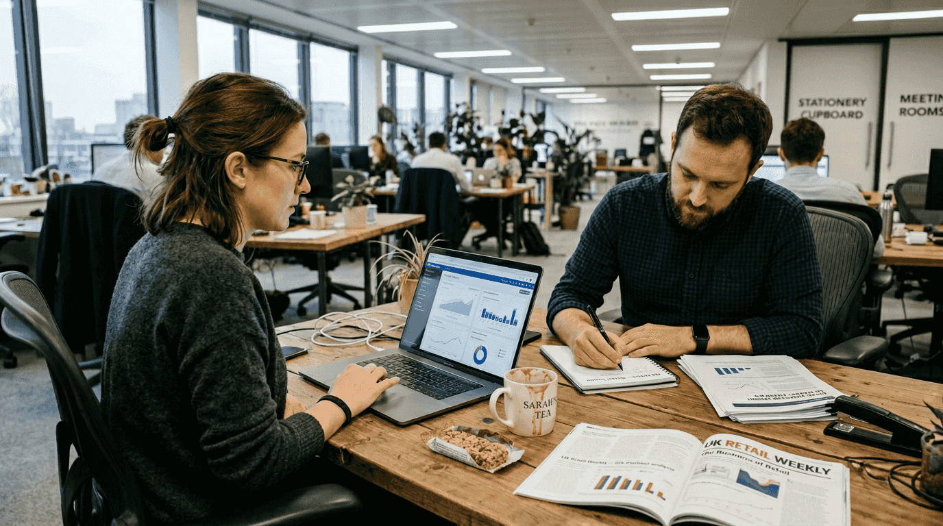 Team gathers consumer data at shared desk